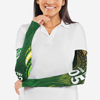 Custom Cook Islands Rugby Arm Sleeves Unique Style Green Version - Polynesian Pride