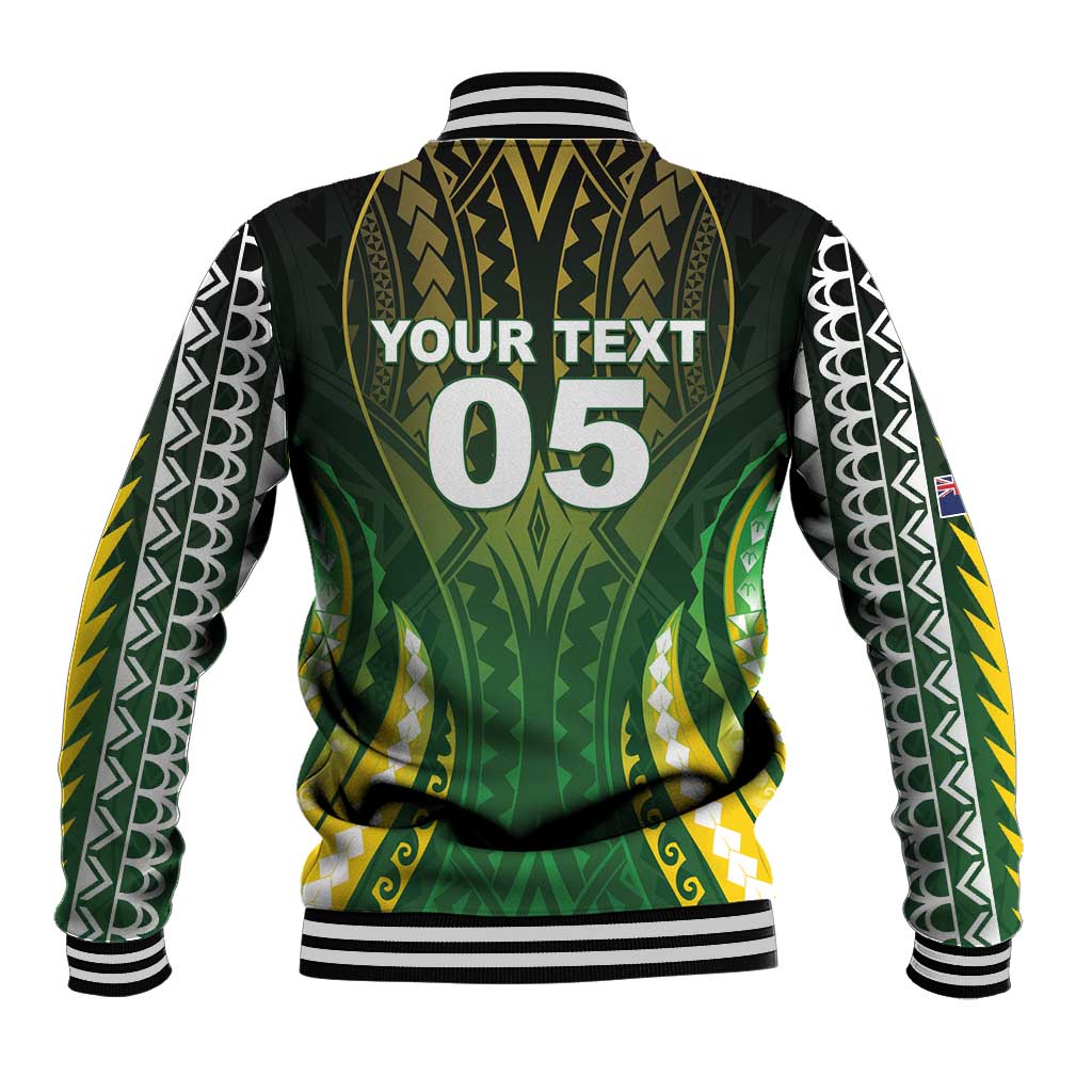 Custom Cook Islands Rugby Baseball Jacket Unique Style Green Version - Polynesian Pride