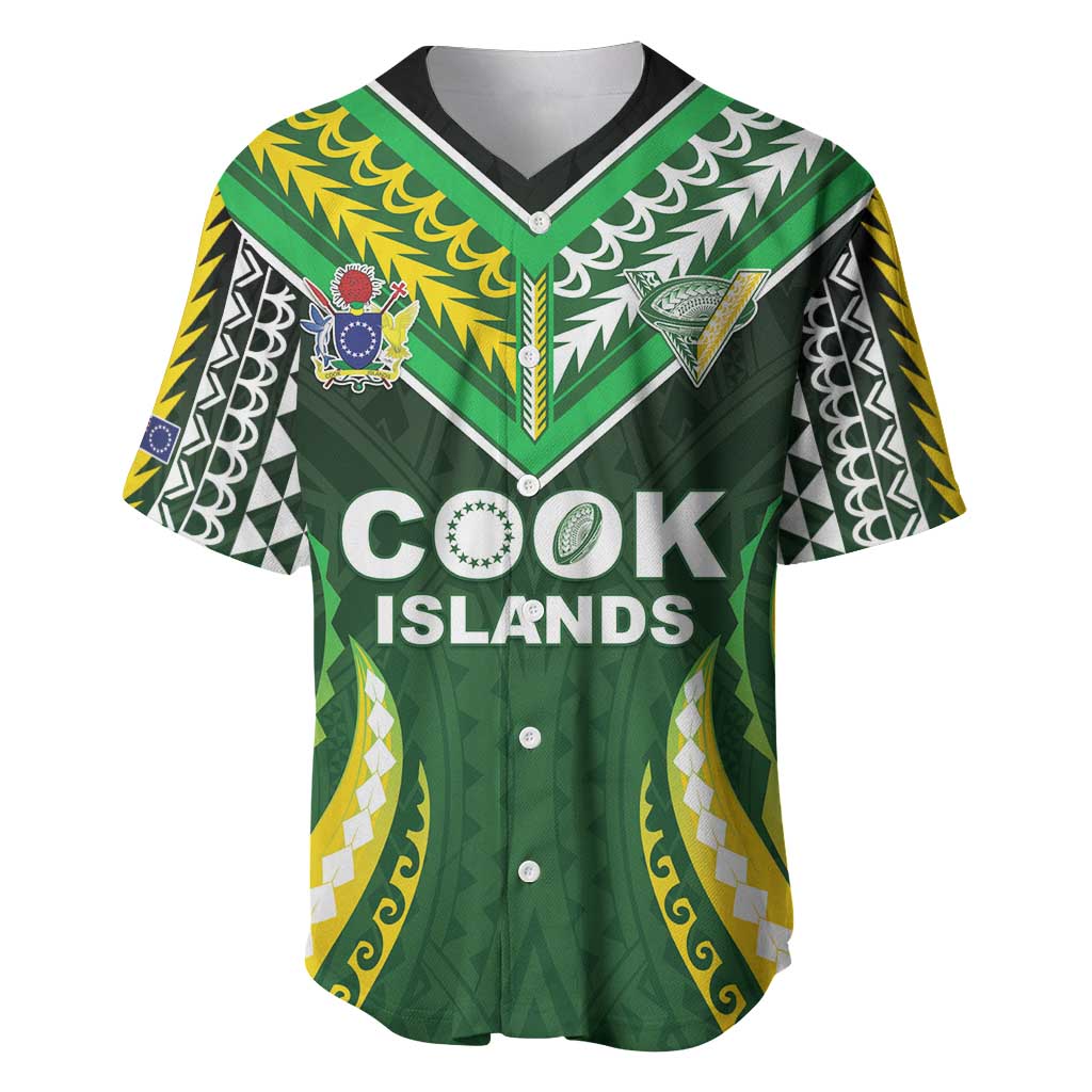 Custom Cook Islands Rugby Baseball Jersey Unique Style Green Version - Polynesian Pride