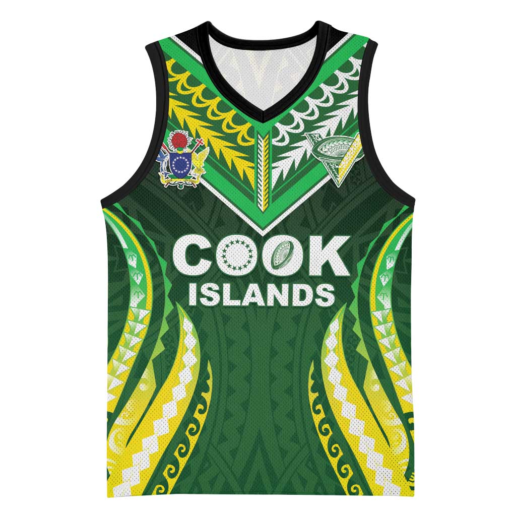 Custom Cook Islands Rugby Basketball Jersey Unique Style Green Version - Polynesian Pride