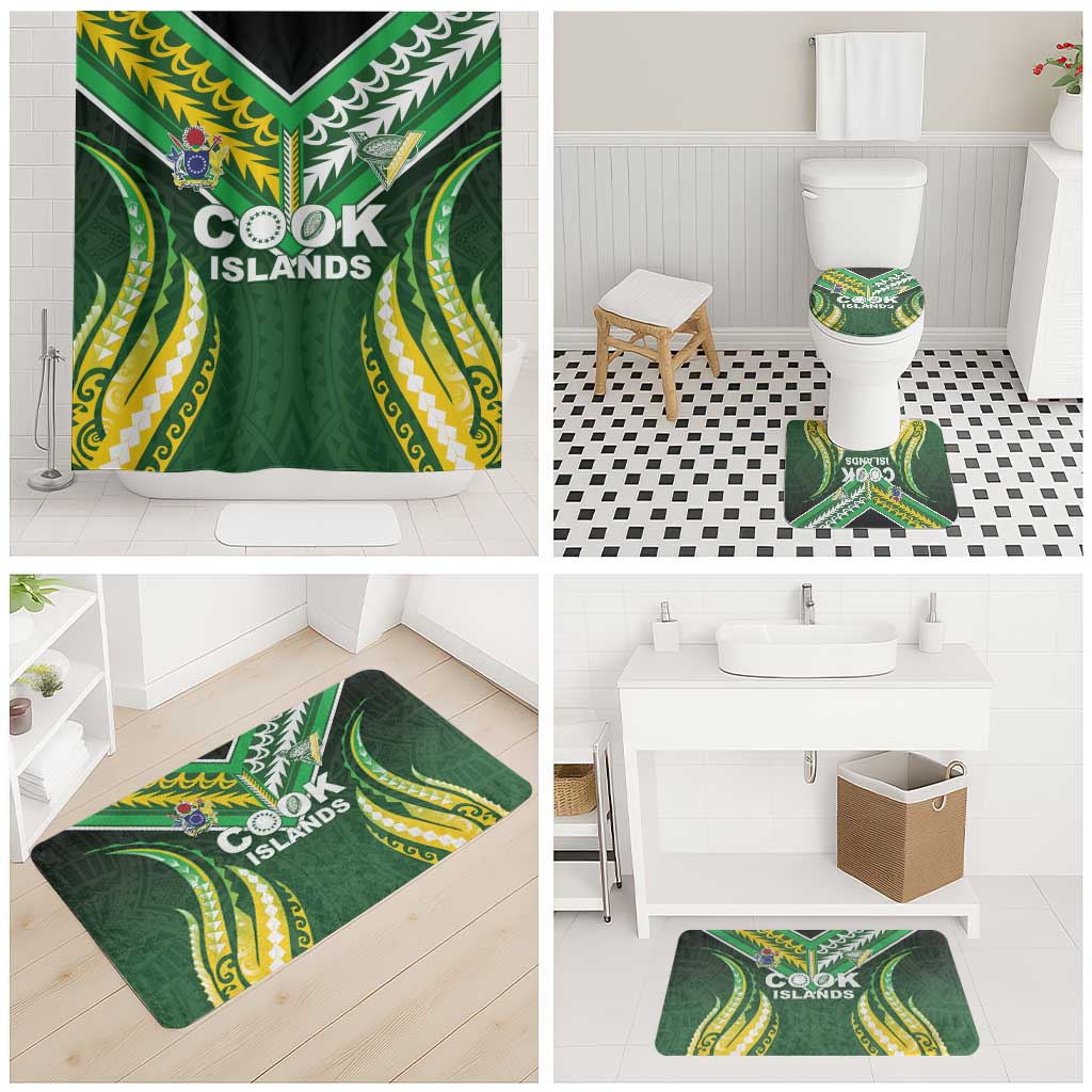 Cook Islands Rugby Bathroom Set Unique Style Green Version LT05 - Polynesian Pride