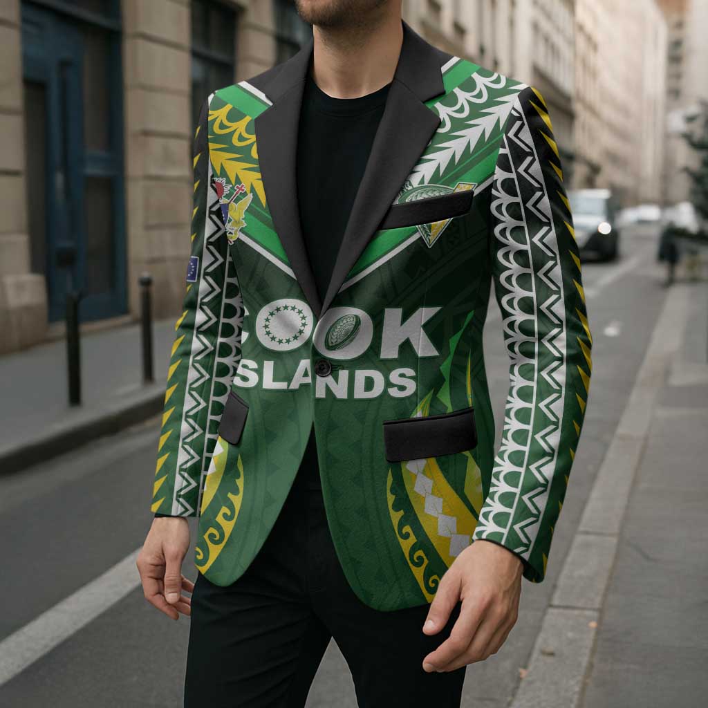 Custom Cook Islands Rugby Blazer Unique Style Green Version - Polynesian Pride