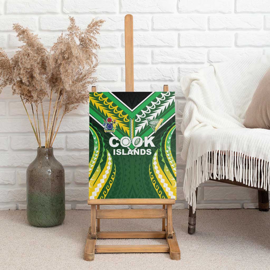 Cook Islands Rugby Canvas Wall Art Unique Style Green Version - Polynesian Pride