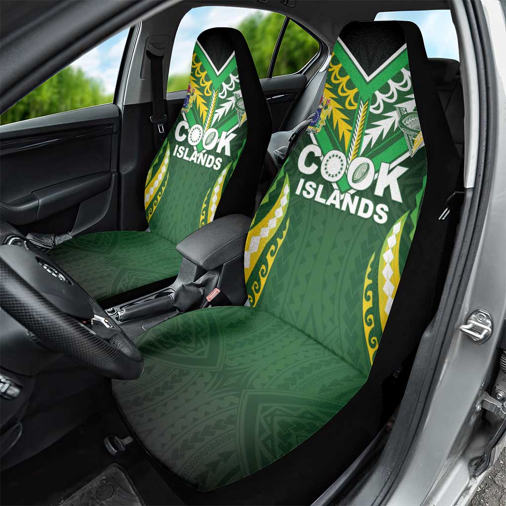 Cook Islands Rugby Car Seat Cover Unique Style Green Version - Polynesian Pride