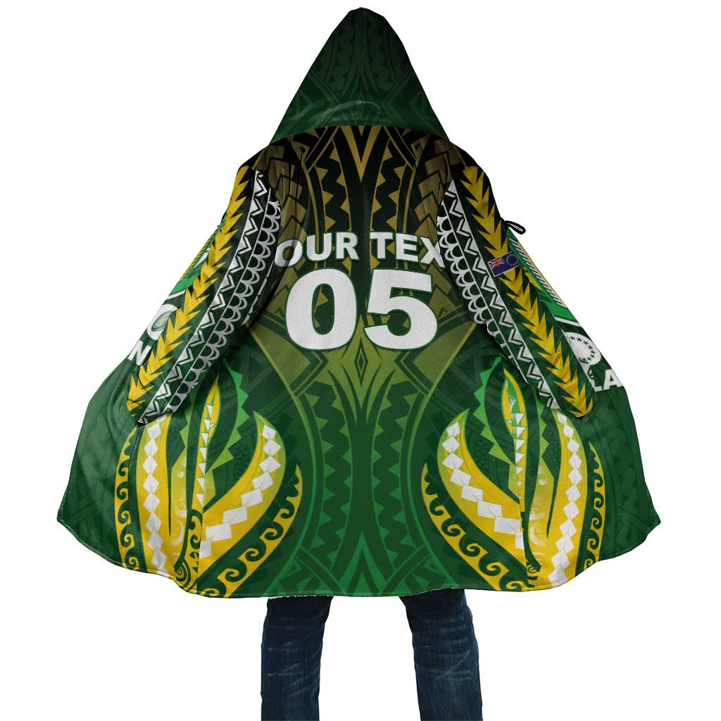 Custom Cook Islands Rugby Cloak Unique Style Green Version - Polynesian Pride