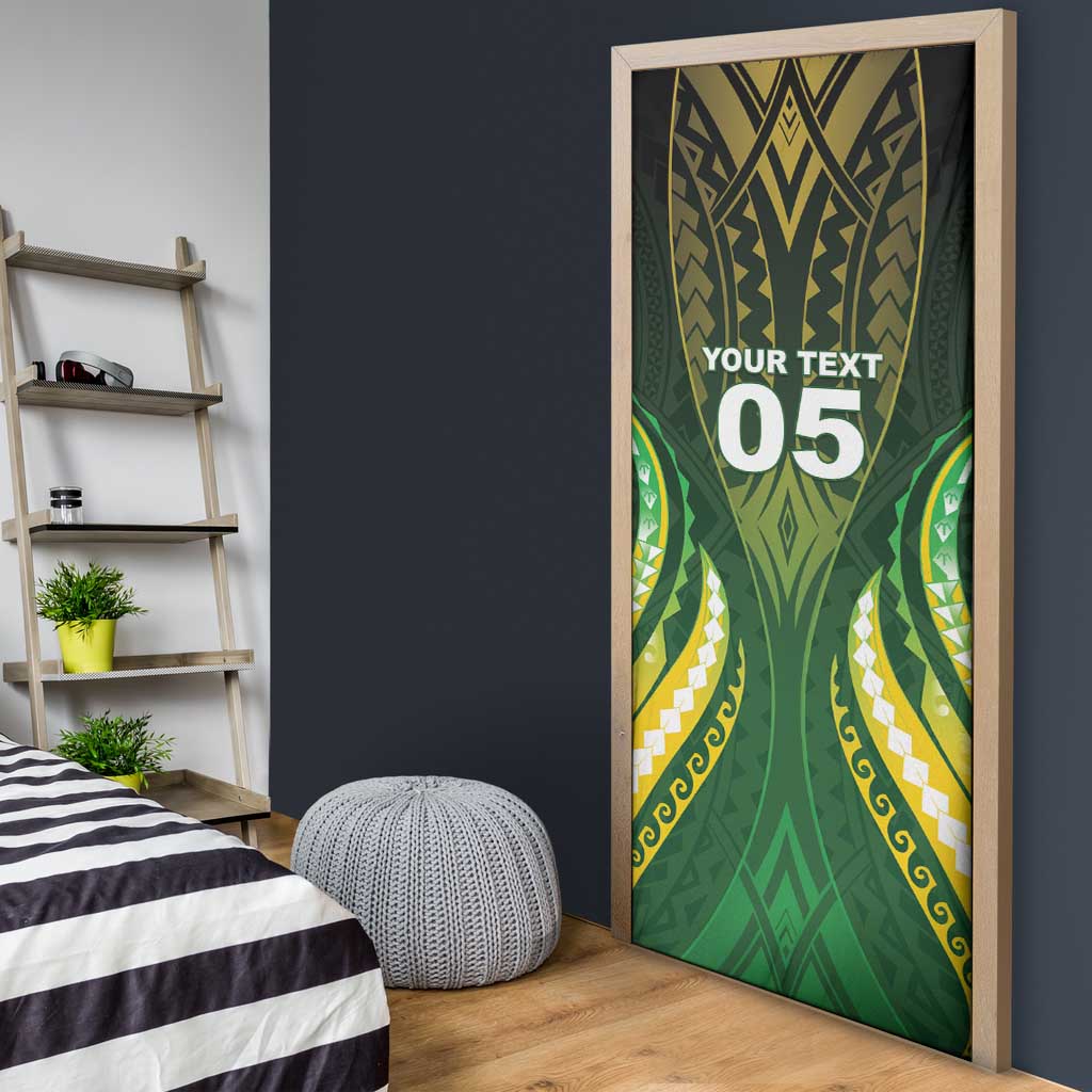 Custom Cook Islands Rugby Door Cover Unique Style Green Version LT05 - Polynesian Pride