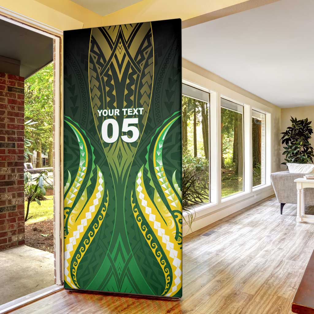 Custom Cook Islands Rugby Door Cover Unique Style Green Version LT05 - Polynesian Pride