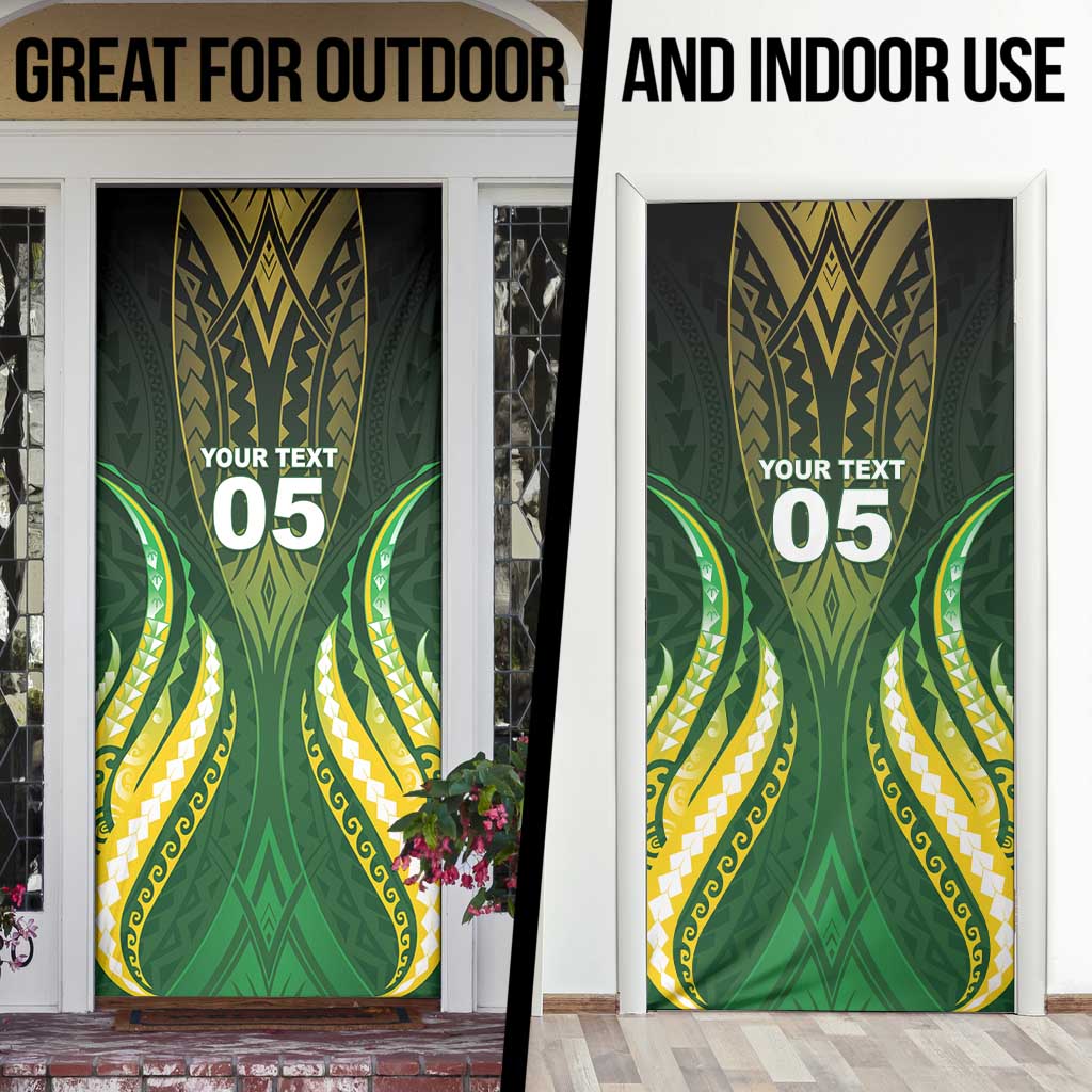 Custom Cook Islands Rugby Door Cover Unique Style Green Version LT05 - Polynesian Pride