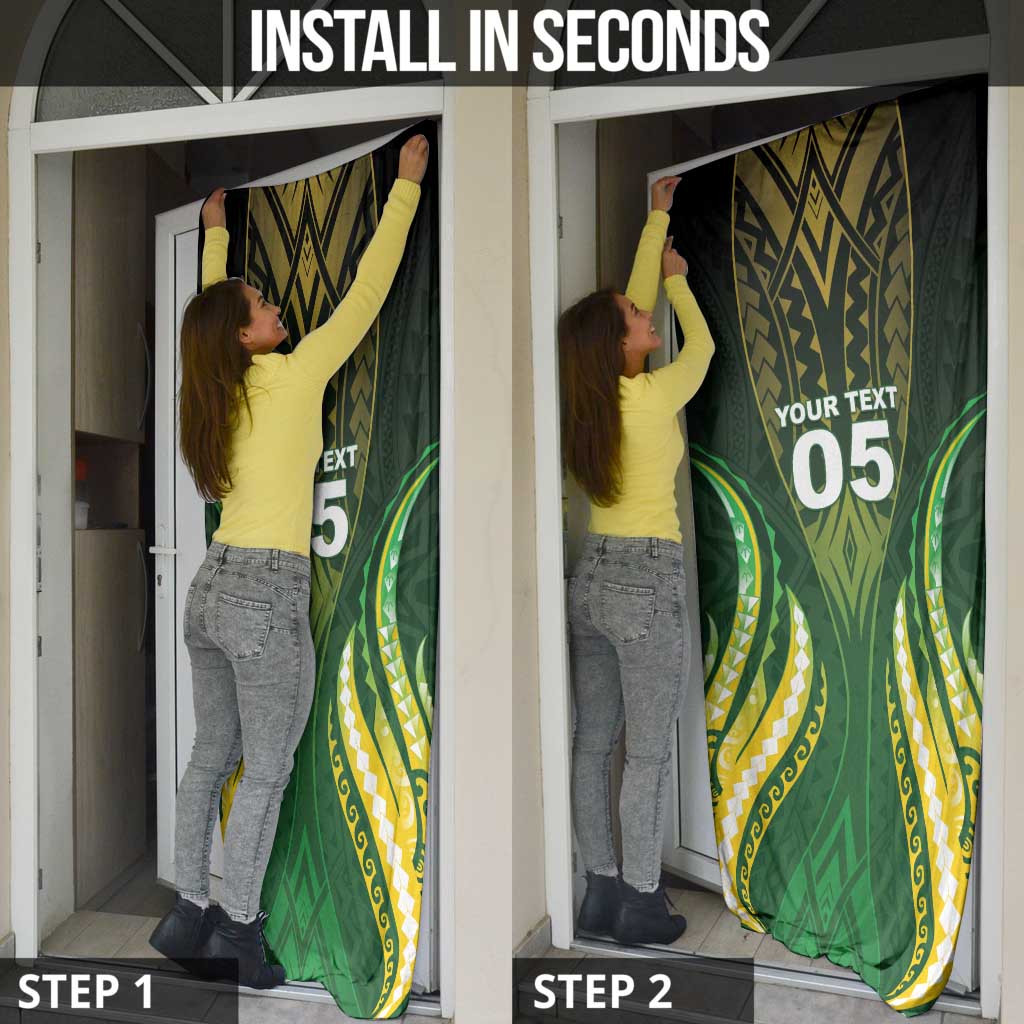 Custom Cook Islands Rugby Door Cover Unique Style Green Version LT05 - Polynesian Pride