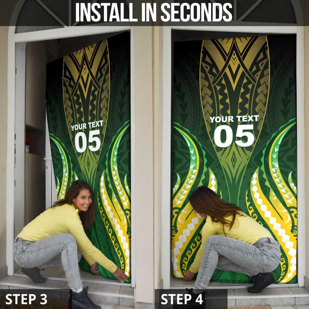 Custom Cook Islands Rugby Door Cover Unique Style Green Version LT05 - Polynesian Pride