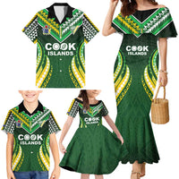 Custom Cook Islands Rugby Family Matching Mermaid Dress and Hawaiian Shirt Unique Style Green Version - Polynesian Pride