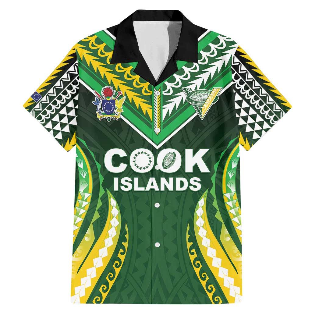 Custom Cook Islands Rugby Family Matching Mermaid Dress and Hawaiian Shirt Unique Style Green Version - Polynesian Pride