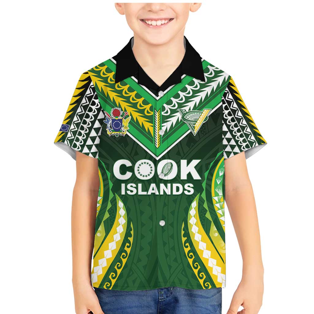 Custom Cook Islands Rugby Family Matching Mermaid Dress and Hawaiian Shirt Unique Style Green Version - Polynesian Pride