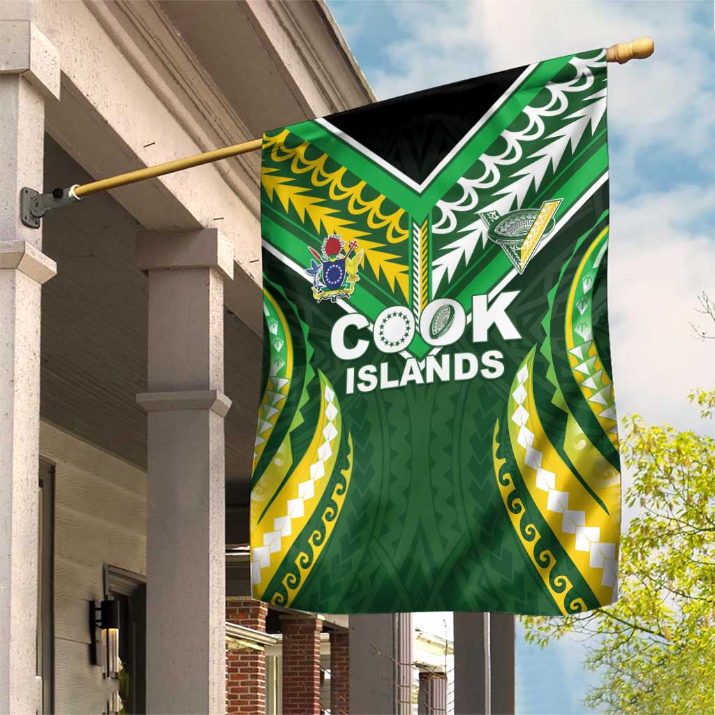 Cook Islands Rugby Garden Flag Unique Style Green Version - Polynesian Pride