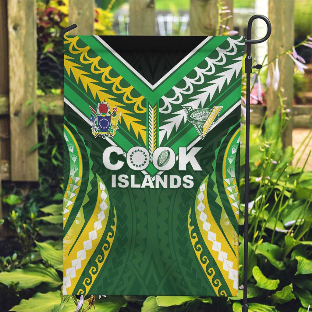Cook Islands Rugby Garden Flag Unique Style Green Version - Polynesian Pride