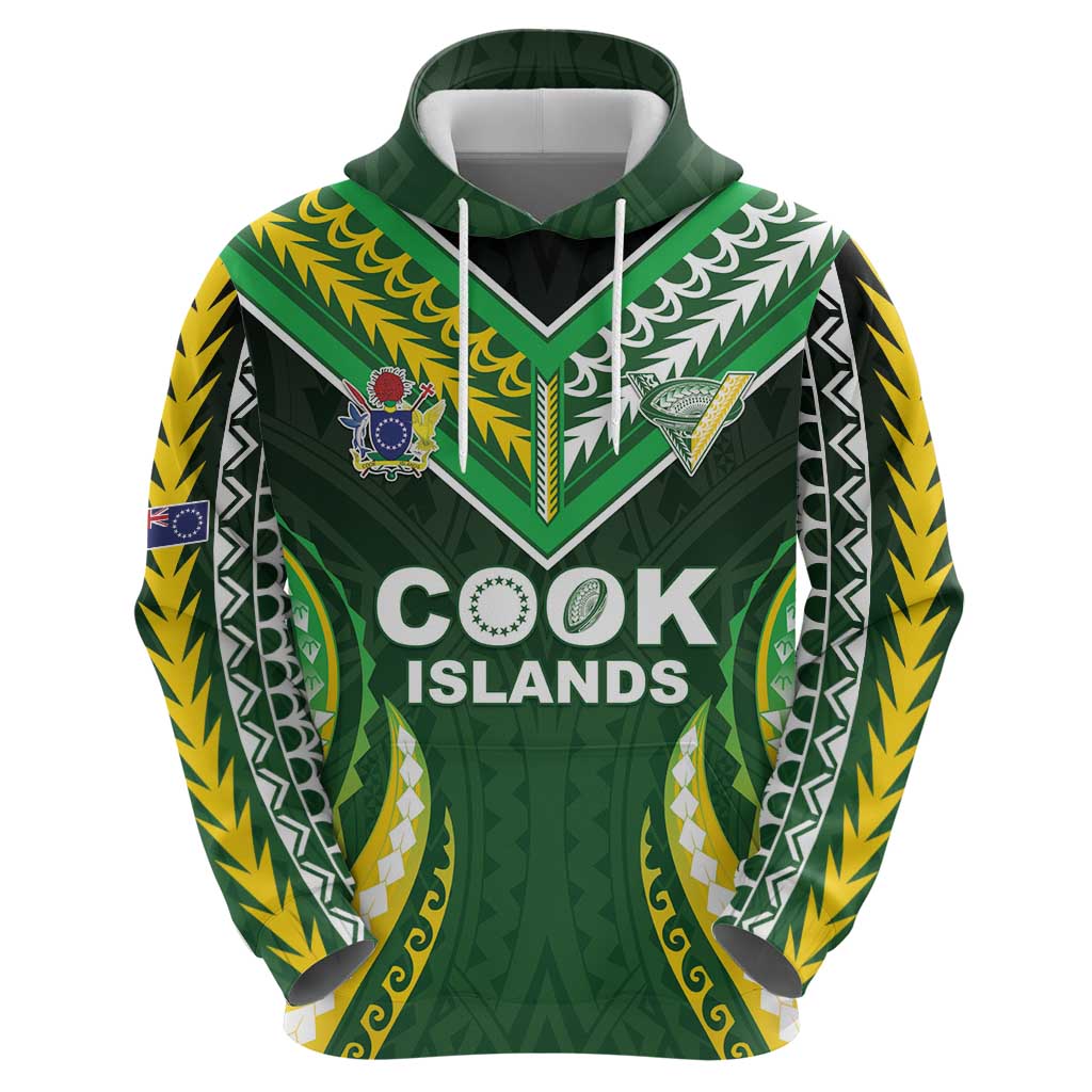 Custom Cook Islands Rugby Hoodie Unique Style Green Version - Polynesian Pride