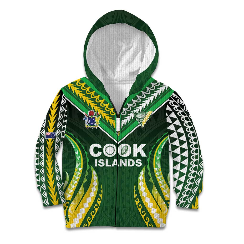 Custom Cook Islands Rugby Kid Hoodie Unique Style Green Version - Polynesian Pride