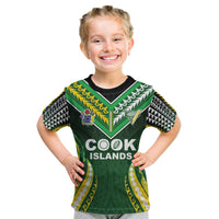 Custom Cook Islands Rugby Kid T Shirt Unique Style Green Version - Polynesian Pride