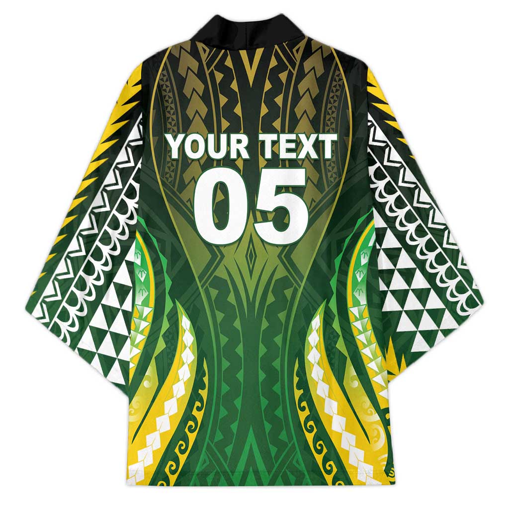 Custom Cook Islands Rugby Kimono Unique Style Green Version - Polynesian Pride