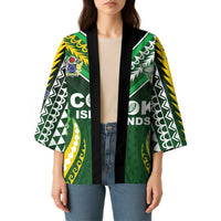 Custom Cook Islands Rugby Kimono Unique Style Green Version - Polynesian Pride