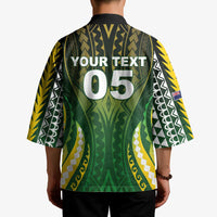 Custom Cook Islands Rugby Kimono Unique Style Green Version - Polynesian Pride