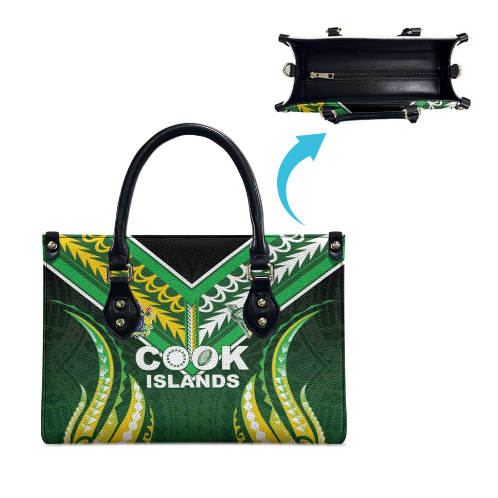 Cook Islands Rugby Leather Bag Unique Style Green Version - Polynesian Pride