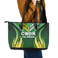 Cook Islands Rugby Leather Tote Bag Unique Style Green Version - Polynesian Pride