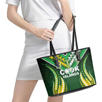 Cook Islands Rugby Leather Tote Bag Unique Style Green Version - Polynesian Pride