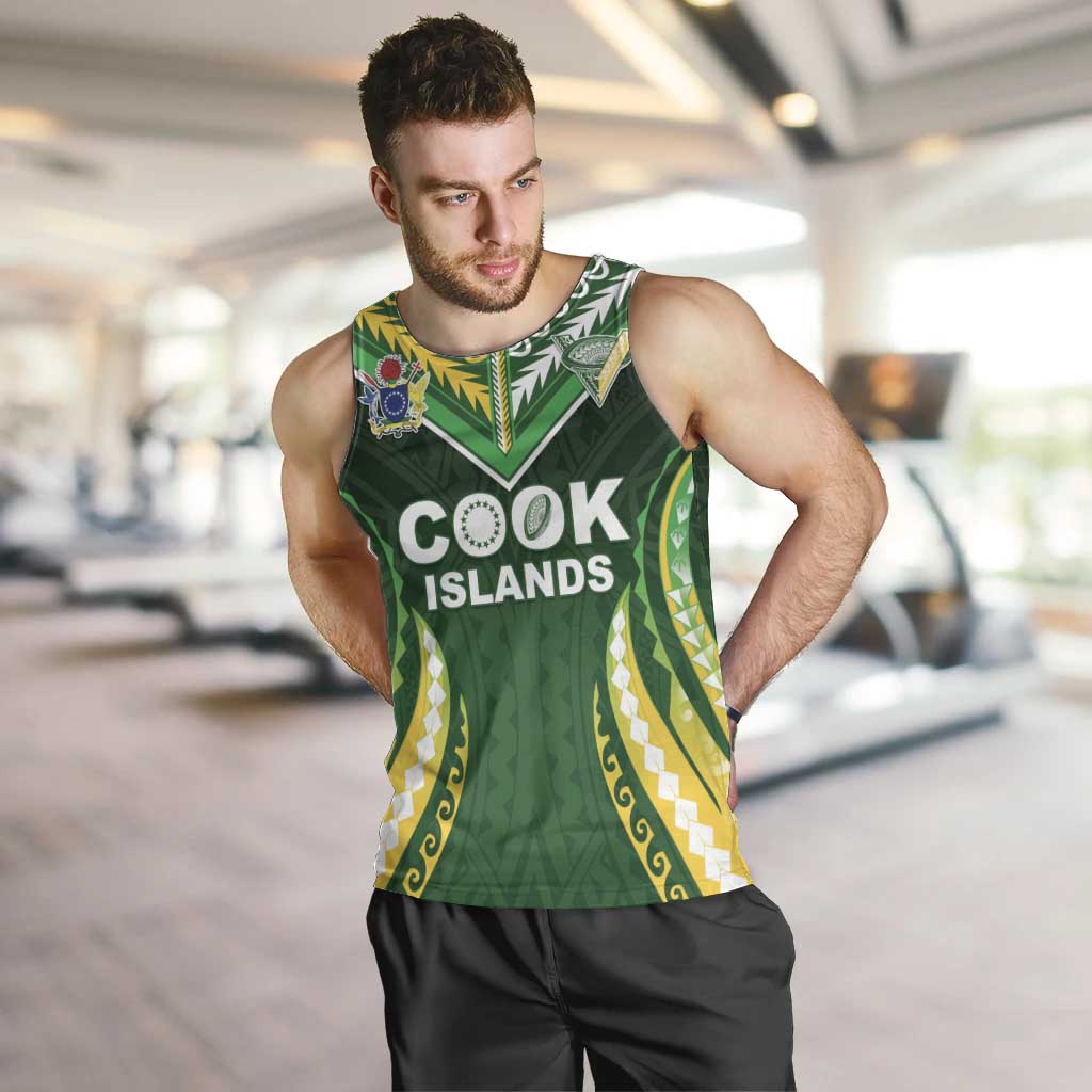 Custom Cook Islands Rugby Men Tank Top Unique Style Green Version - Polynesian Pride