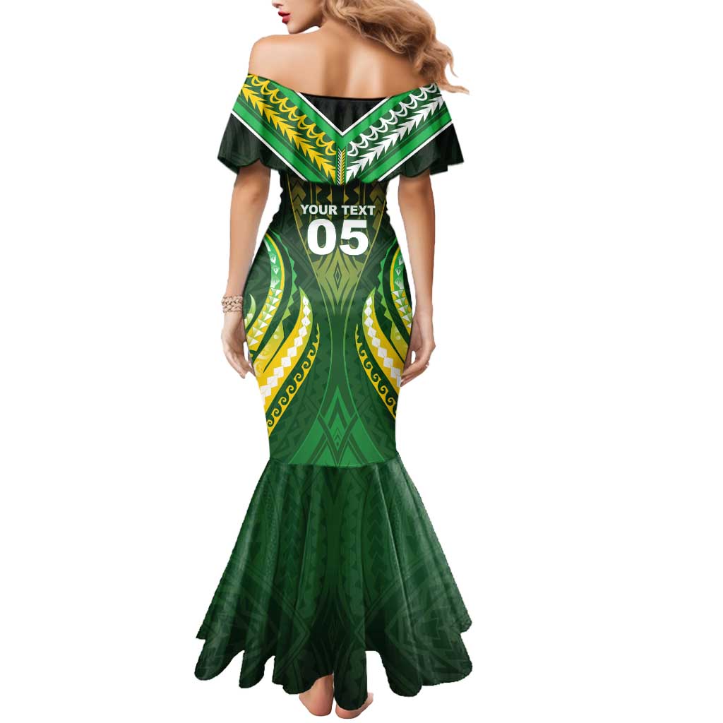 Custom Cook Islands Rugby Mermaid Dress Unique Style Green Version - Polynesian Pride