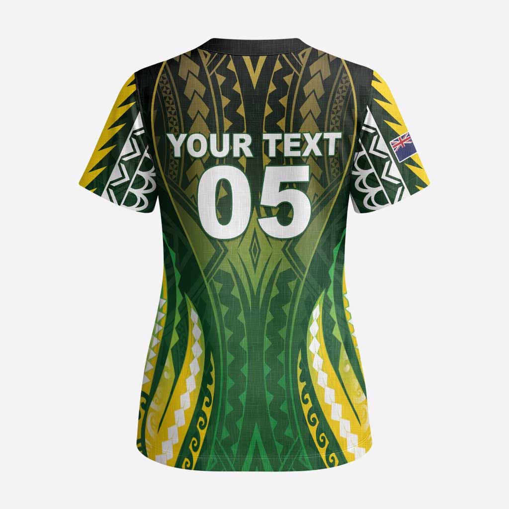 Custom Cook Islands Rugby Scrub Top Unique Style Green Version - Polynesian Pride