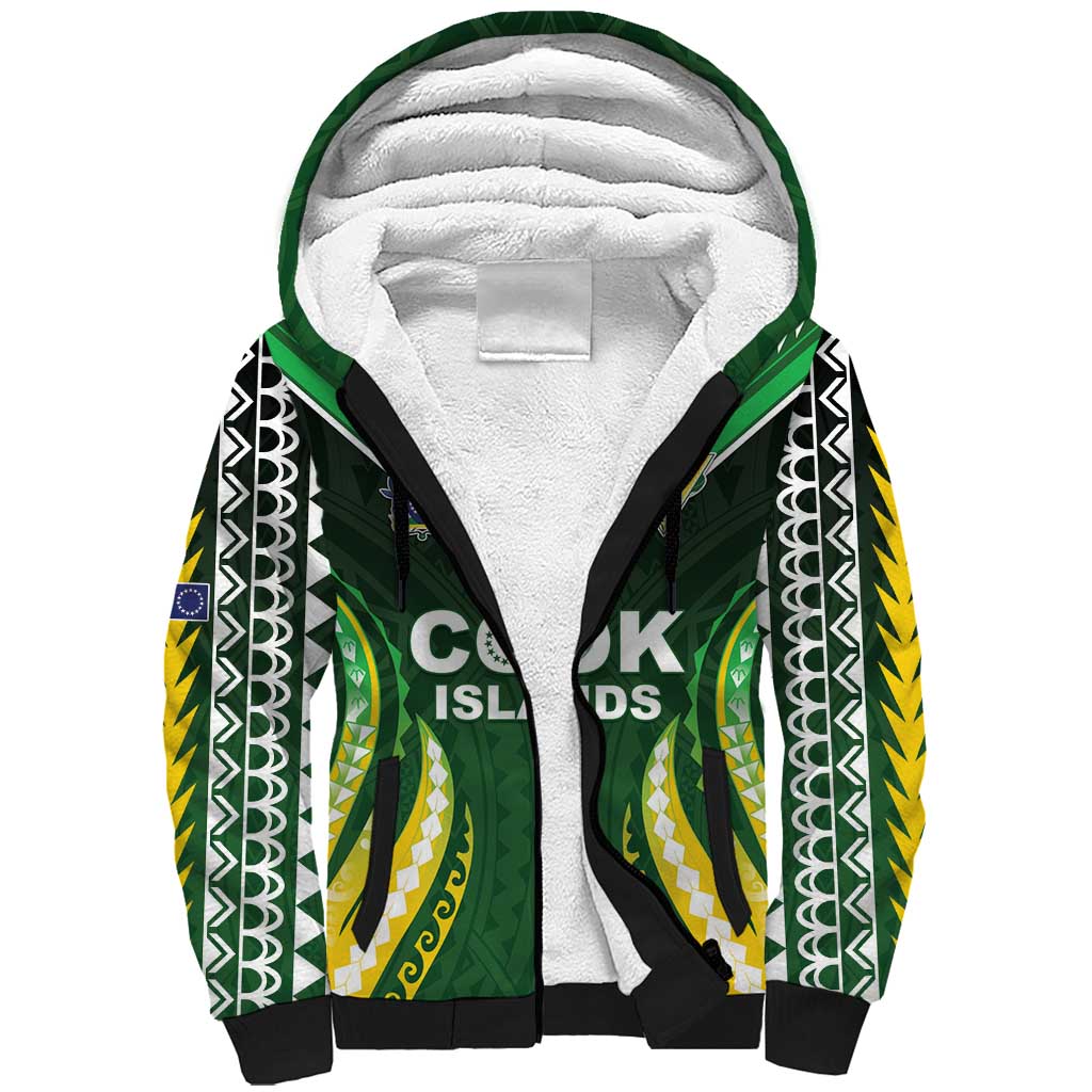 Custom Cook Islands Rugby Sherpa Hoodie Unique Style Green Version - Polynesian Pride