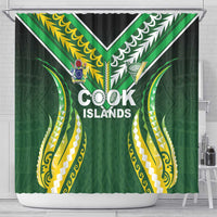 Cook Islands Rugby Shower Curtain Unique Style Green Version - Polynesian Pride
