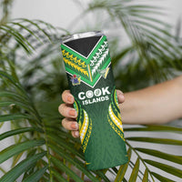 Custom Cook Islands Rugby Skinny Tumbler Unique Style Green Version - Polynesian Pride