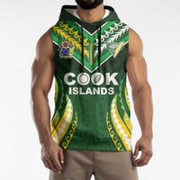 Custom Cook Islands Rugby Sleeveless Hoodie Unique Style Green Version - Polynesian Pride