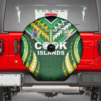 Cook Islands Rugby Spare Tire Cover Unique Style Green Version - Polynesian Pride