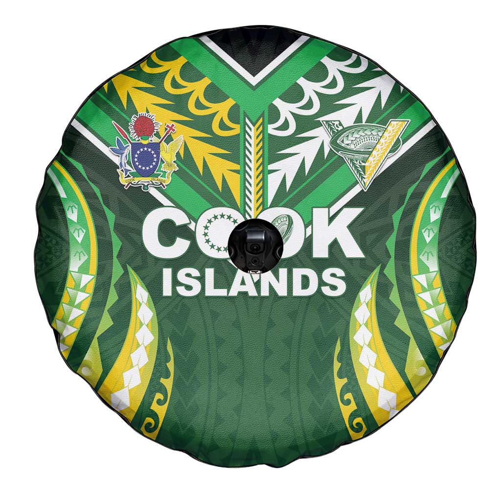 Cook Islands Rugby Spare Tire Cover Unique Style Green Version - Polynesian Pride