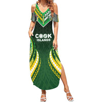 Custom Cook Islands Rugby Summer Maxi Dress Unique Style Green Version - Polynesian Pride
