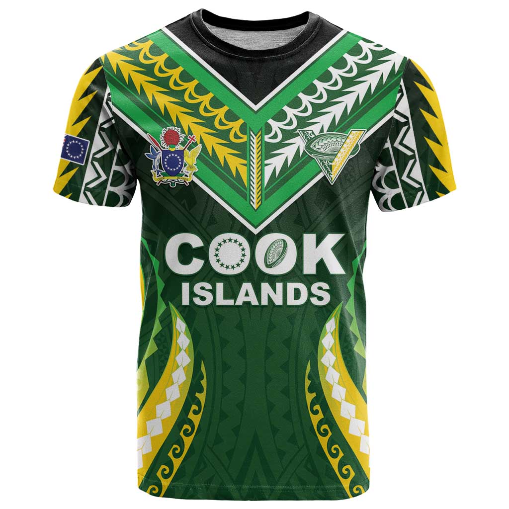 Custom Cook Islands Rugby T Shirt Unique Style Green Version - Polynesian Pride