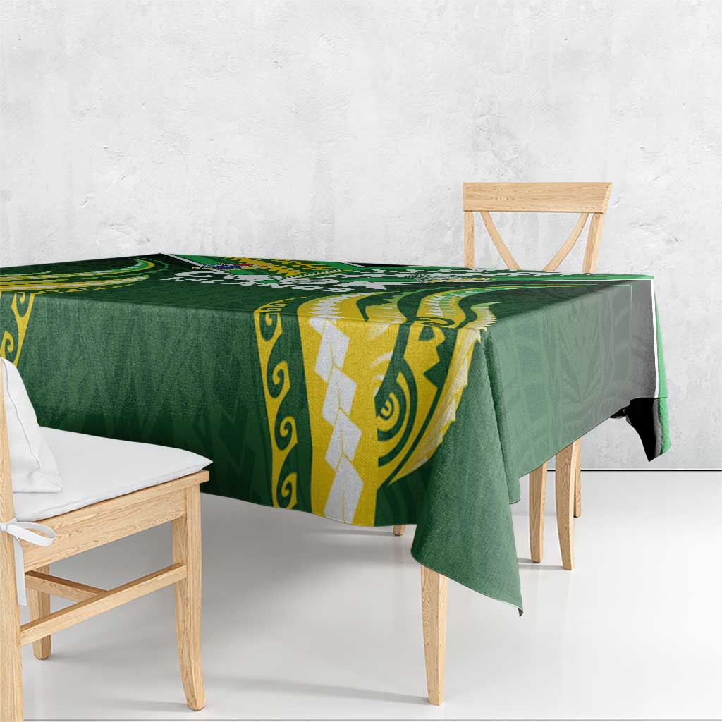 Cook Islands Rugby Tablecloth Unique Style Green Version - Polynesian Pride