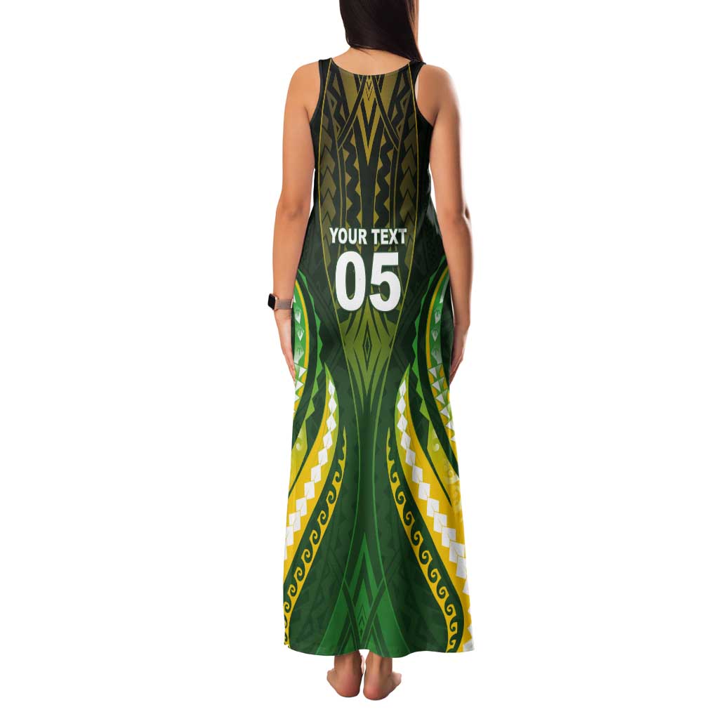 Custom Cook Islands Rugby Tank Maxi Dress Unique Style Green Version - Polynesian Pride