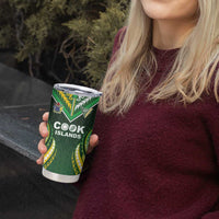 Custom Cook Islands Rugby Tumbler Cup Unique Style Green Version - Polynesian Pride