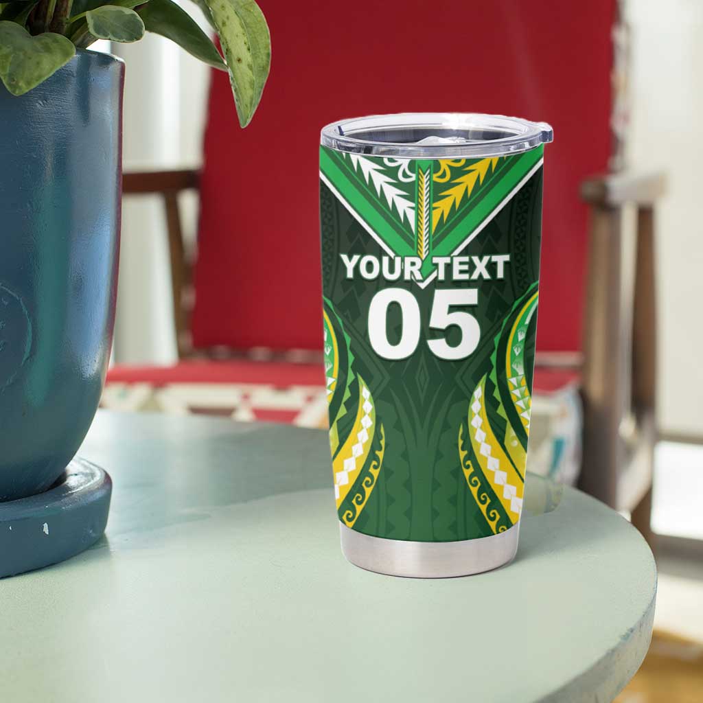 Custom Cook Islands Rugby Tumbler Cup Unique Style Green Version - Polynesian Pride