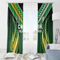 Cook Islands Rugby Window Curtain Unique Style Green Version - Polynesian Pride