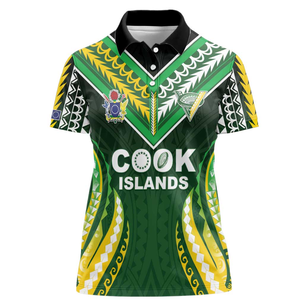 Custom Cook Islands Rugby Women Polo Shirt Unique Style Green Version - Polynesian Pride
