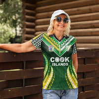 Custom Cook Islands Rugby Women Polo Shirt Unique Style Green Version - Polynesian Pride