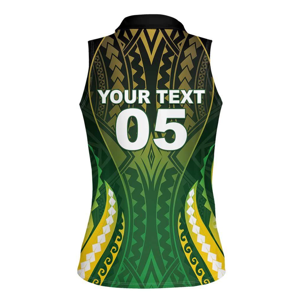 Custom Cook Islands Rugby Women Sleeveless Polo Shirt Unique Style Green Version - Polynesian Pride