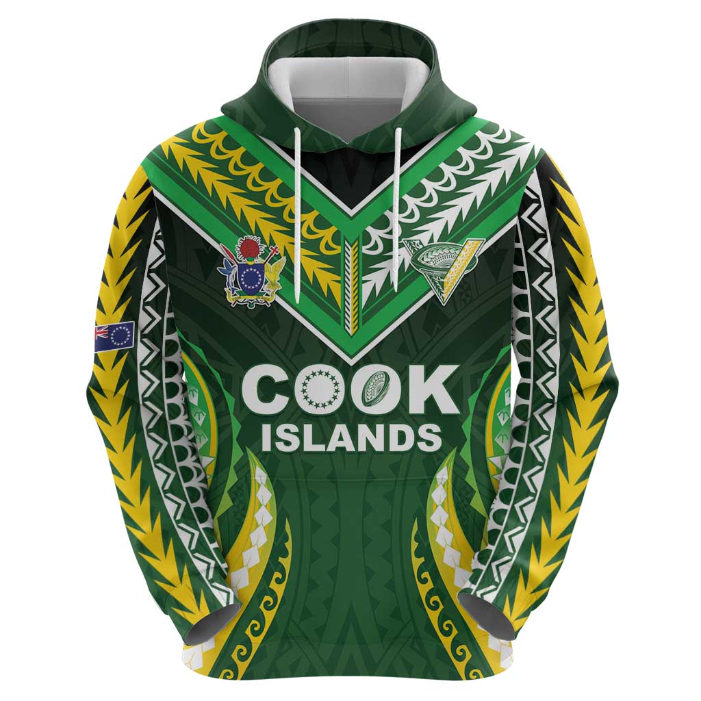Custom Cook Islands Rugby Zip Hoodie Unique Style Green Version - Polynesian Pride
