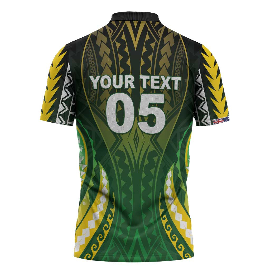 Custom Cook Islands Rugby Zipper Polo Shirt Unique Style Green Version - Polynesian Pride