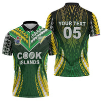 Custom Cook Islands Rugby Zipper Polo Shirt Unique Style Green Version - Polynesian Pride